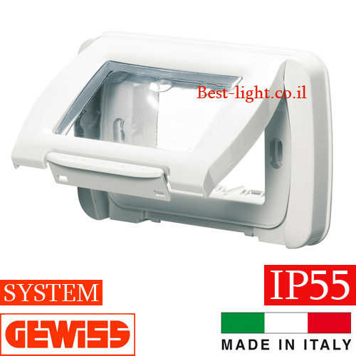 מסגרת לבנה  3 מודול מוגנת מים Gewiss System דגם GW22451