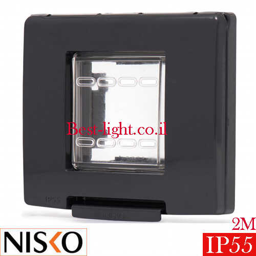 מסגרת שחורה 2 מודול 60 מ''מ מוגנת מים NISKO Switch IP55