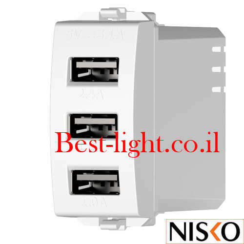 מטען 3 יציאות USB לבן NISKO Switch 3.1A