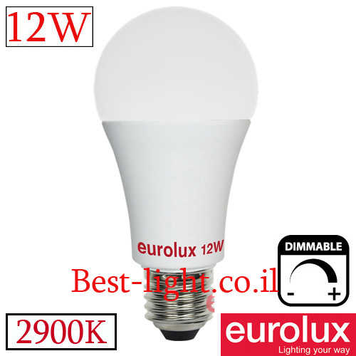 נורת ליבון לד E27 12W 2900K לדימור Eurolux