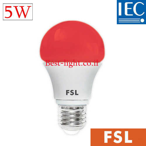 נורת לד A60 אור אדום FSL E27 5W