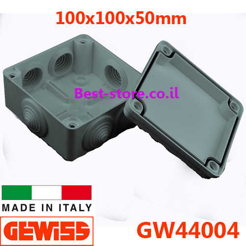 קופסת חיבורים מרובעת GEWISS 100x100mm IP55 דגם GW 44 044
