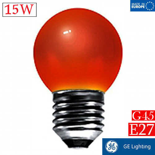 נורת כדור ליבון אור אדום General Electric G45 E27 15W