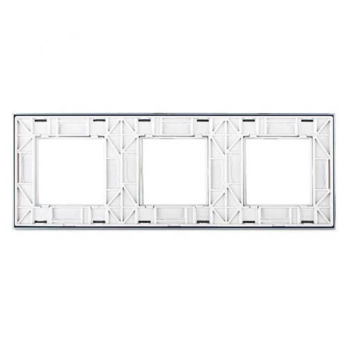 מסגרת זכוכית לבנה 3 מקומות לשקעי Livolo EU דגם C7-3SR