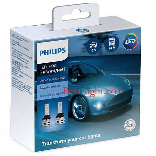 זוג נורות ערפל לד לרכב Philips H11 12-24V 24W 6500k