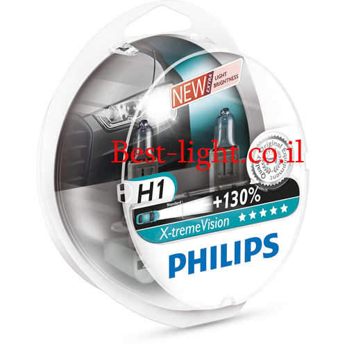 זוג נורות ראשיות לרכב Philips H1 דגם X-tremeVision