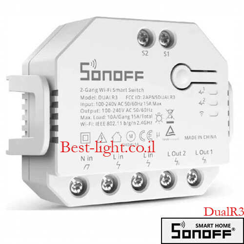 דרייבר מיני 2 ערוצים Sonoff 15A Max דגם DualR3