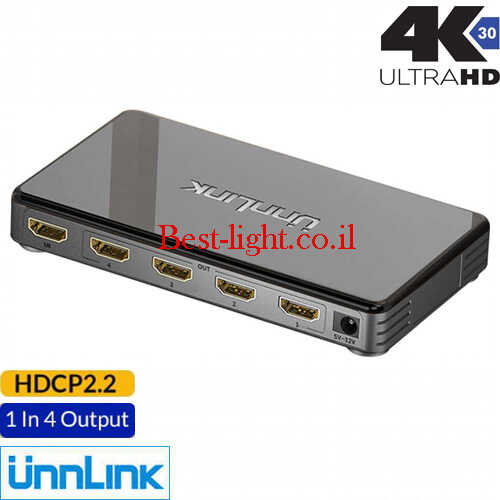 מפצל HDMI 1.4 אקטיבי 4 כניסות Unnlink 