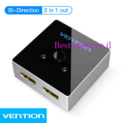 קופסת מיתוג דו כיוונית  HDMI 2.0 4K@60Hz עם 2 כניסות Vention דגם AFLH0
