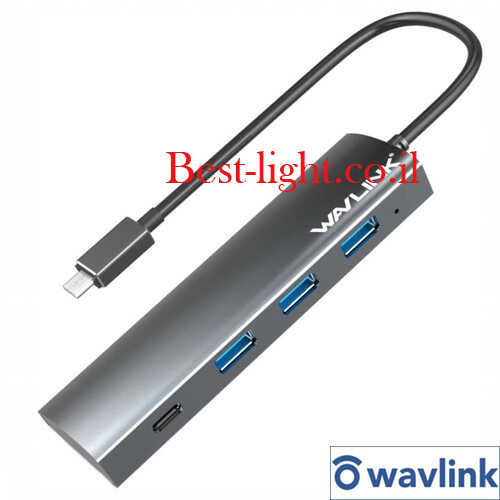 מפצל USB 3.0 עם 4 כניסות וחיבור  wavlink USB C דגם UH3047C1