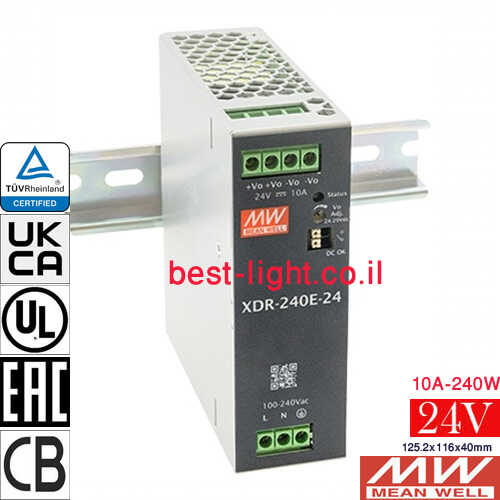 דרייבר לד על פס דין Meanwell Economical XDR-240E-24 24V 240W